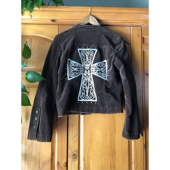 Ivy Jane Womens  Jacket Embroidered Cross Logo Buttons SZ M - Picture 6 of 14